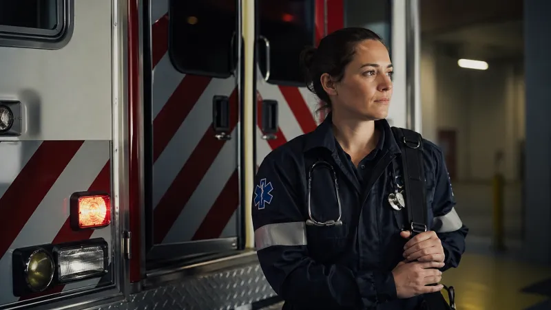 EMS paramedic responding to an emergency